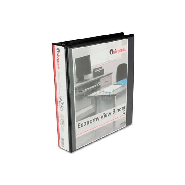 Universal Universal Round Ring Economy Vinyl View Binder, 1-1/2" Capacity, Black UNV20971*** - main